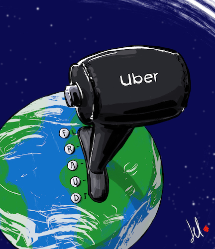 Cartoon: A Uber world (medium) by Emanuele Del Rosso tagged uber,corruption,capitalism,drivers,uber,corruption,capitalism,drivers