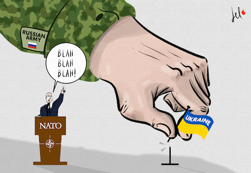 Cartoon: NATO Blah Blah Blah (medium) by Emanuele Del Rosso tagged ukraine,russia,putin,nato,war,europe,blah,ukraine,russia,putin,nato,war,europe