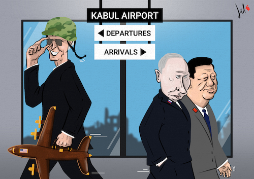 Cartoon: The terminal (medium) by Emanuele Del Rosso tagged talibans,afghanistan,biden,usa,china,russia,putin,talibans,afghanistan,biden,usa,china,russia,putin