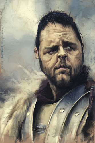 Cartoon: Russell Crowe (medium) by Jeff Stahl tagged lille,nord,cambrai,freelance,painting,digital,stahl,jeff,illustration,caricature,scott,ridley,gladiator,maximus,crowe,russell