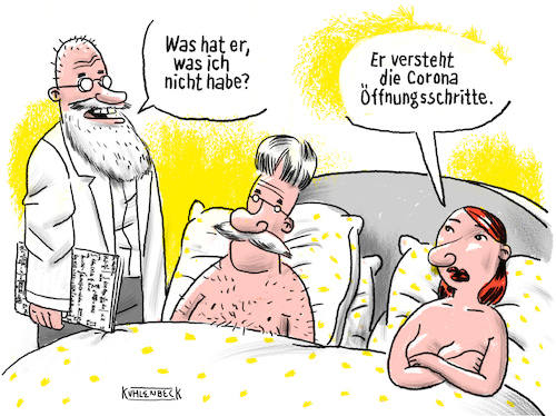 Cartoon: Corona Öffnungsschritte (medium) by Thomas Kuhlenbeck tagged corona,pandemie,öffnungsschritte,stufenplan,bett,professor,experte,experten,seitensprung,betrug,ehebruch,wissen,intellekt,intellektuell,lockerungen,lockerung,kompliziert,komplex,nicht,verstehen,corona,pandemie,öffnungsschritte,stufenplan,sex,bett,professor,experte,experten,seitensprung,betrug,ehebruch,wissen,intellekt,intellektuell,lockerungen,lockerung,kompliziert,komplex,nicht,verstehen