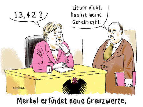 Cartoon: Merkels Grenzwerte (medium) by Thomas Kuhlenbeck tagged cartoon,merkel,neue,grenzwerte,neu,erfinden,ausdenken,corona,virus,coronamaßnahme,maßnahmen,lockdown,shutdown,inzidenz,inzidenzwert,helge,braun,kanzlerin,kanzleramt,cartoon,merkel,neue,grenzwerte,neu,erfinden,ausdenken,corona,virus,coronamaßnahme,maßnahmen,lockdown,shutdown,inzidenz,inzidenzwert,helge,braun,kanzlerin,kanzleramt