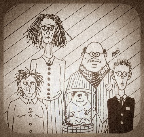Cartoon: Family Portrait (medium) by Jani The Rock tagged cyclops,family,portrait,horror,deformity