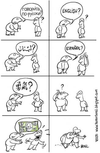 Cartoon: Universal Language (medium) by BONIL tagged money,relationship,bonil