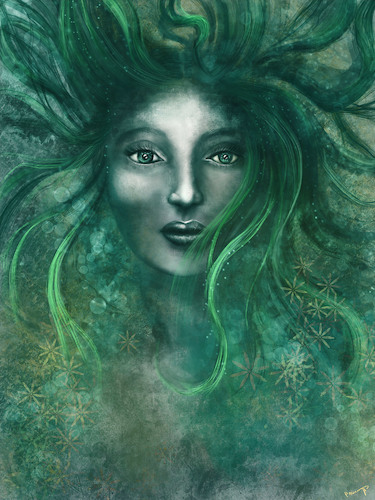 Cartoon: Bruja (medium) by alesza tagged bruja,witch,painting,digital,art,illustration,girl,woman,green,hair,face