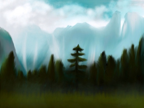 Cartoon: Mountains (medium) by alesza tagged forest,art,digital,bäume,natur,berge,trees,nature,mountains