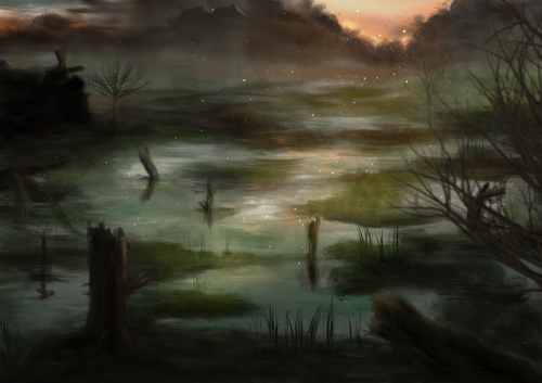 Cartoon: Swampland (medium) by alesza tagged swampland,marsh,marshland,swamp,nature,landscape