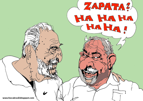 Cartoon: Castro Lula and murdered Zapata (medium) by Fusca tagged tyrants,latin,america,communist,dictatorship
