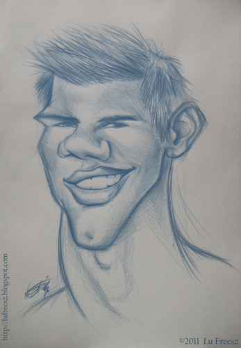 Cartoon: Taylor Lautner sketch (medium) by lufreesz tagged taylor,lautner,twilight,caricature,new,moon,illustration,sketch