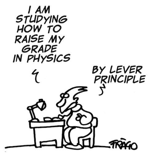 Cartoon: lever principle (medium) by fragocomics tagged physics,school,educational,education,physics,school,educational,education