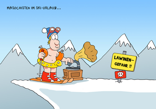 Cartoon: Masochistenskifahrer (medium) by ChristianP tagged masochist,skifahrer