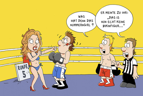 Cartoon: Nummerngirl (medium) by ChristianP tagged nummerngirl,girl,boxing