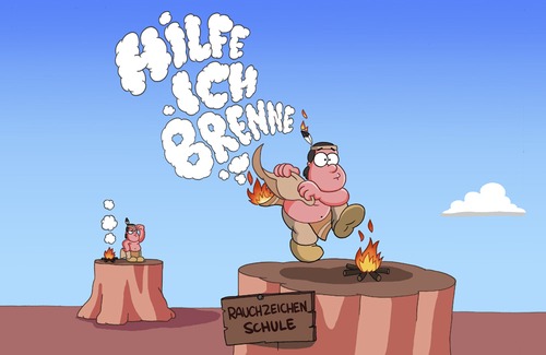 Cartoon: rauchzeichenschule (medium) by ChristianP tagged rauchzeichenschule