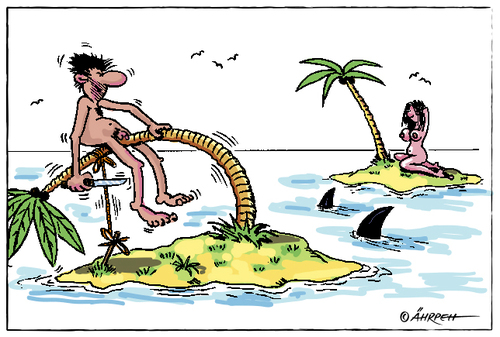 Cartoon: Annäherung (medium) by rpeter tagged insel,inselwitz,mann,frau,liebe,nackt