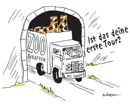 Cartoon: Aushilfsfahrer (medium) by rpeter tagged tunnel,lkw,giraffen
