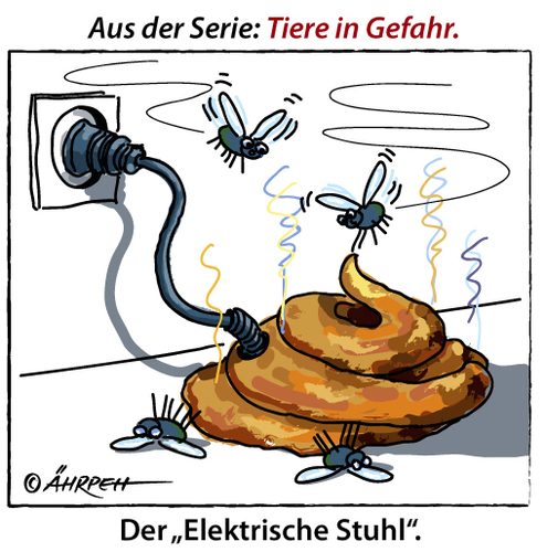 Cartoon: Gefährdete Tierwelt (medium) by rpeter tagged tierwelt,gefährdete,fliege,fliegen,stuhl,elektro,gefahr