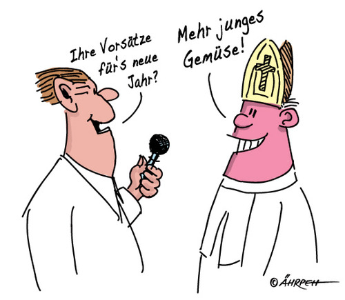 Cartoon: Gute Vorsätze (medium) by rpeter tagged kirche,katholisch,interwiew,gemüse,missbrauch