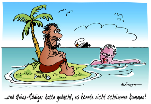 Cartoon: Pechsträhne (medium) by rpeter tagged politik,meer,insel,palme,mann,schiff,pech,koch