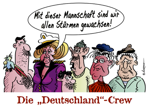 Cartoon: Traumschiff (medium) by rpeter tagged merkel,steinmeier,crew,deutschland,regierung,krise