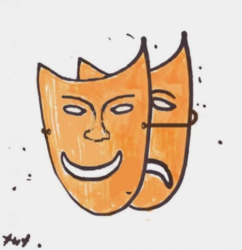 Cartoon: Mask (medium) by Monica Zanet tagged theater,mask,people,human
