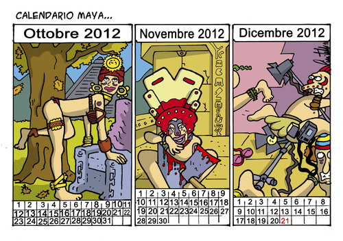 Cartoon: calendario Maya (medium) by ignant tagged maya,calendar,cartoon