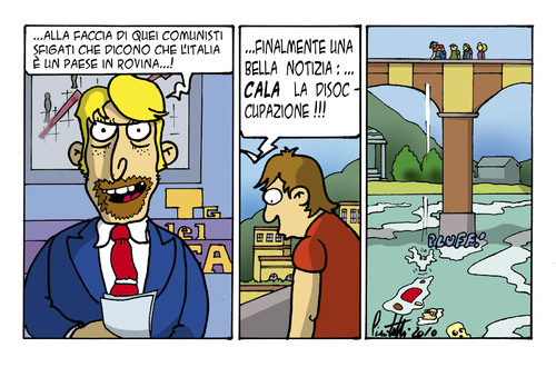 Cartoon: calo dei disoccupati (medium) by ignant tagged job,lavoro,humor,comic,strip,cartoon,italy