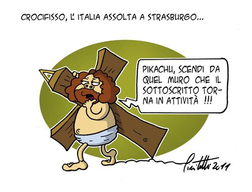 Cartoon: Il ritorno del crocifisso (medium) by ignant tagged crocifisso,jesus,cartoon,humor