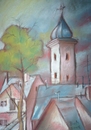 Cartoon: Old City (small) by boa tagged painting,color,oil,boa,romania,painter,landscape