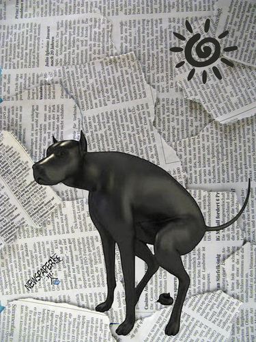 Cartoon: Alleviation (medium) by Zoran Spasojevic tagged alleviation,newspaper,urban,art,dog,emailart,digital,collage