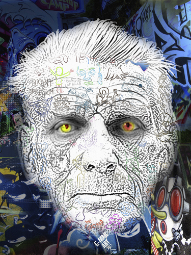Cartoon: Samuel Beckett (medium) by Zoran Spasojevic tagged serbia,kragujevac,paske,zoran,spasojevic,writer,portrait,beckett,samuel,graphics,collage,digital,emailart