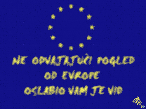 Cartoon: View to Europe (medium) by Zoran Spasojevic tagged serbia,kragujevac,graphics,digital,europe,to,view,paske,spasojevic,zoran,eu,eyesight,emailart