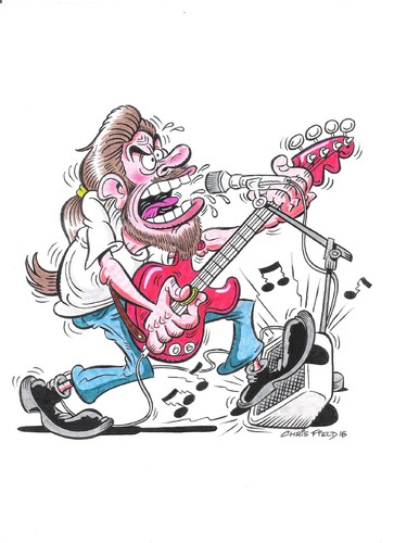 Cartoon: cartoon adam (medium) by fieldtoonz tagged guitar,rock,singer,music