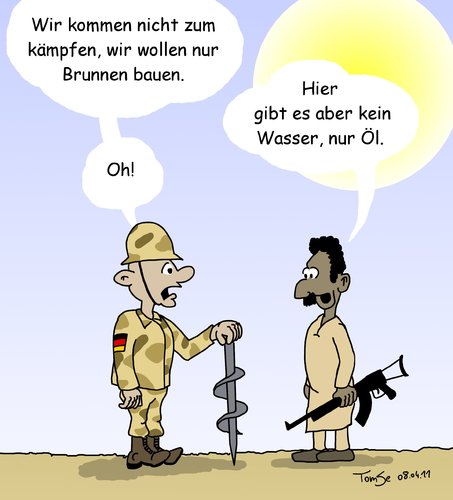 Cartoon: Brunnenbau (medium) by TomSe tagged bundeswehr,libyen,brunnenbau,brunnebohren