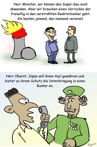 Cartoon: Gadaffi  Gau (medium) by TomSe tagged gaddafi,japan,supergau,gau,akw