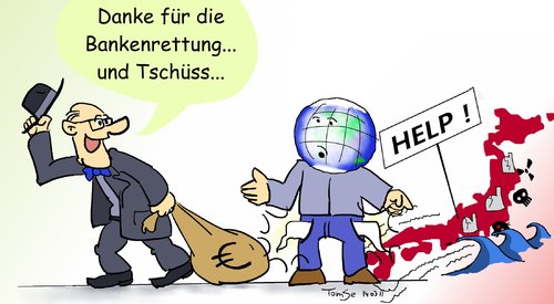 Cartoon: Kein Geld mehr da (medium) by TomSe tagged bankenkrise,japan,zunami,hilfe,bonus