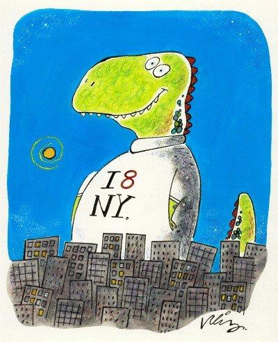 Cartoon: I 8 NY t-shirt (medium) by neilo tagged tshirt,ny,monster,godzilla