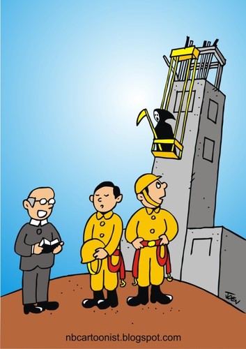 Cartoon: Always Pray First (medium) by Joen Yunus tagged construction,cartoon