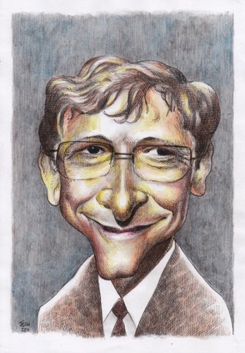 Cartoon: Bill Gates (medium) by Joen Yunus tagged pencil,watercolor,caricature