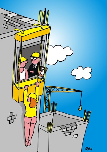 Cartoon: construction accident (medium) by Joen Yunus tagged cartoon,construction,building,safety,erotic