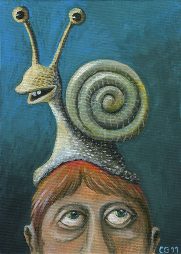 Cartoon: Schneckenhut (medium) by Christoph Gremmer tagged schnecke,selbstportrait,snail,hat,hutmode