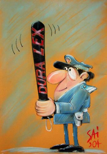 Cartoon: the law (medium) by SAI tagged law,police