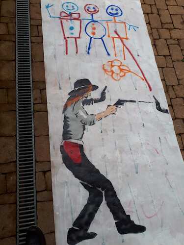 Cartoon: Spraying Cowgirl (medium) by kirti ingerfurth tagged streetart