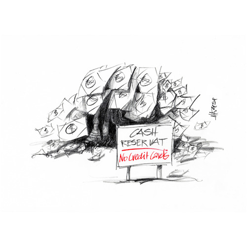 Cartoon: Cash reserves (medium) by helmutk tagged business