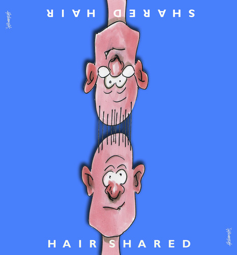Cartoon: Hairy Sharing (medium) by helmutk tagged culture