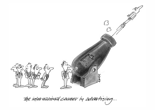Cartoon: International Career (medium) by helmutk tagged advertising