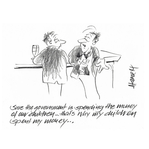 Cartoon: Who is spending it.... (medium) by helmutk tagged economy