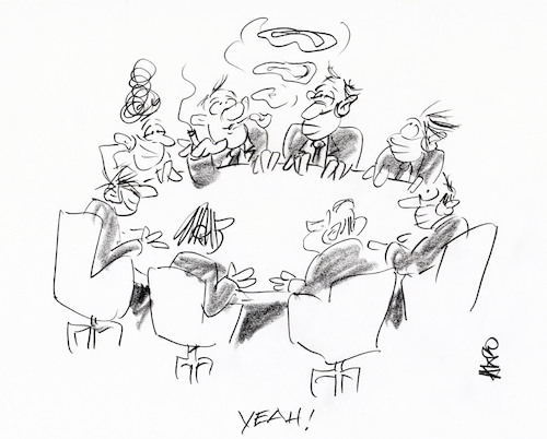 Cartoon: Yeah (medium) by helmutk tagged business
