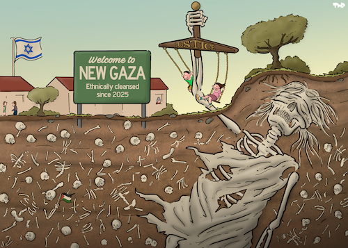 Cartoon: After the genocide (medium) by Tjeerd Royaards tagged gaza,future,justice,genocide,gaza,future,justice,genocide