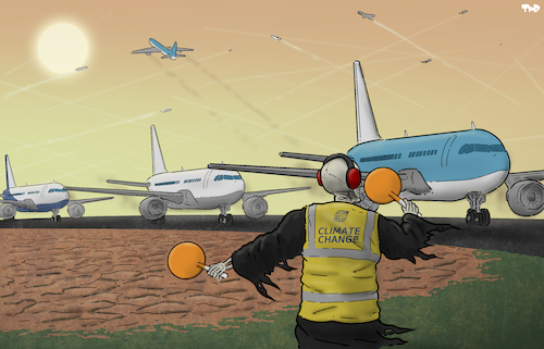 Cartoon: Air travel (medium) by Tjeerd Royaards tagged flying,air,travel,plane,climate,flying,air,travel,plane,climate