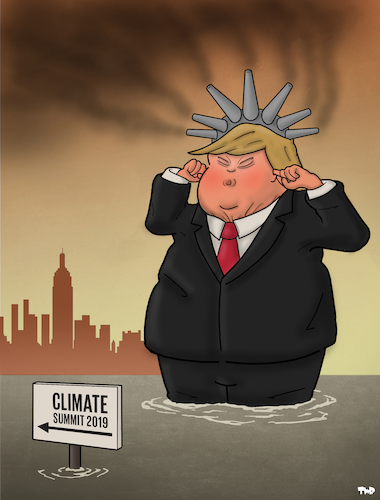Cartoon: Climate Summit in New York (medium) by Tjeerd Royaards tagged trump,climate,un,nyc,trump,climate,un,nyc